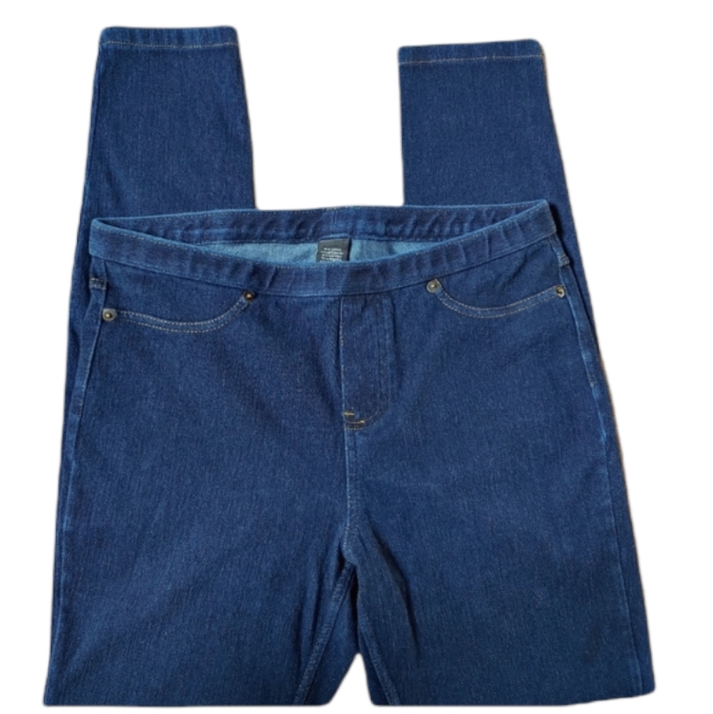 Dark Wash Denim Hi Rise Skinny Jeans Very Stretchy Straight Leg